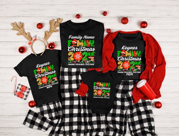 Custom Family Christmas 2024 Shirts,Xmas Family Name Tee,Christmas Long Sleeve,Christmas Gift,Matching Family Pjs,Christmas Pajamas,New Year