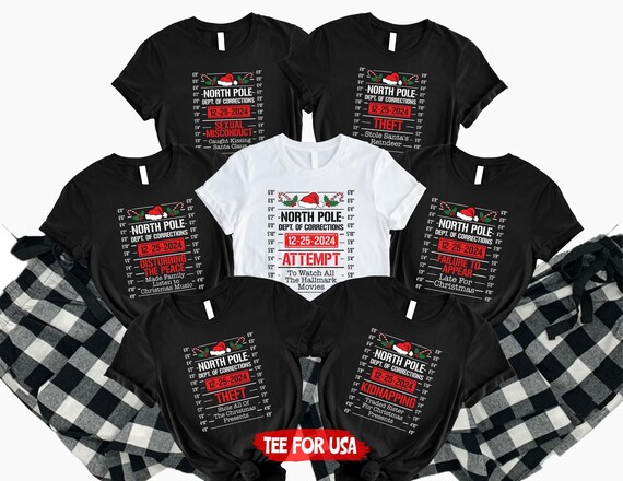Christmas North Pole Correctional Shirt,Christmas Family Tee,Matching Christmas Pjs,Christmas Eve Gift,Holiday 2024 Gift,Xmas Long Sleeve