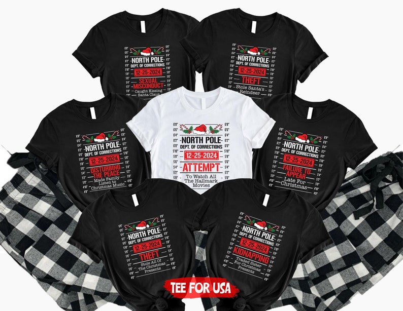 Christmas North Pole Correctional Shirt,Christmas Family Tee,Matching Christmas Pjs,Christmas Eve Gift,Holiday 2024 Gift,Xmas Long Sleeve