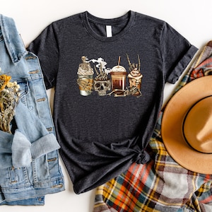 Skeleton Coffee Sweatshirt,Halloween Skull Shirt,Skull Coffee Cups,Halloween Coffee,Pumpkin Spice Shirt,Skull Costume,Halloween witches Tee Bild 6