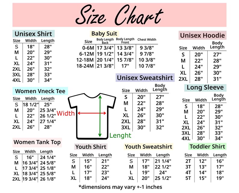 the size chart for a women's t - shirt