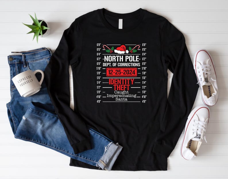 Christmas North Pole Correctional Shirt,Christmas Family Tee,Matching Christmas Pjs,Christmas Eve Gift,Holiday 2024 Gift,Xmas Long Sleeve image 2
