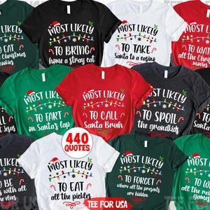 Camisetas navideñas con 440 frases que probablemente se usen, camisetas navideñas familiares a juego, pijamas navideños.