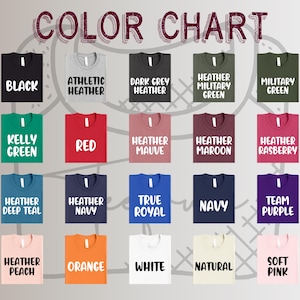the color chart for a variety of t - shirts