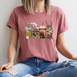 Skeleton Coffee Sweatshirt,Halloween Skull Shirt,Skull Coffee Cups,Halloween Coffee,Pumpkin Spice Shirt,Skull Costume,Halloween witches Tee Bild 7