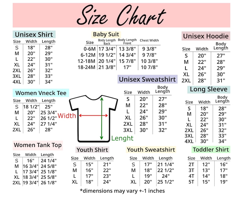 the size chart for a women's t - shirt