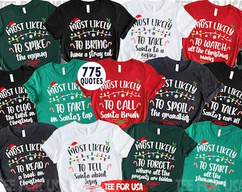 775+ Designs Most Likely to Christmas Shirts,Matching Family Christmas Tee, Holiday Couple PJs