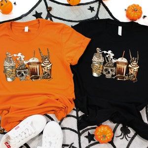 Skeleton Coffee Sweatshirt,Halloween Skull Shirt,Skull Coffee Cups,Halloween Coffee,Pumpkin Spice Shirt,Skull Costume,Halloween witches Tee Bild 4