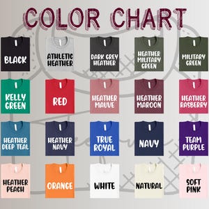 the color chart for a variety of t - shirts