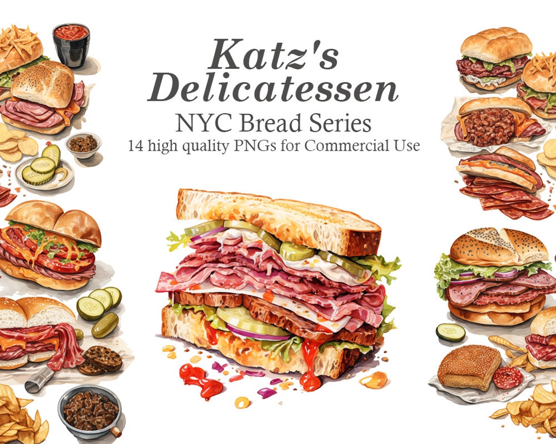 Watercolor Bread Clipart Katz's Delicatessen Bread Etsy