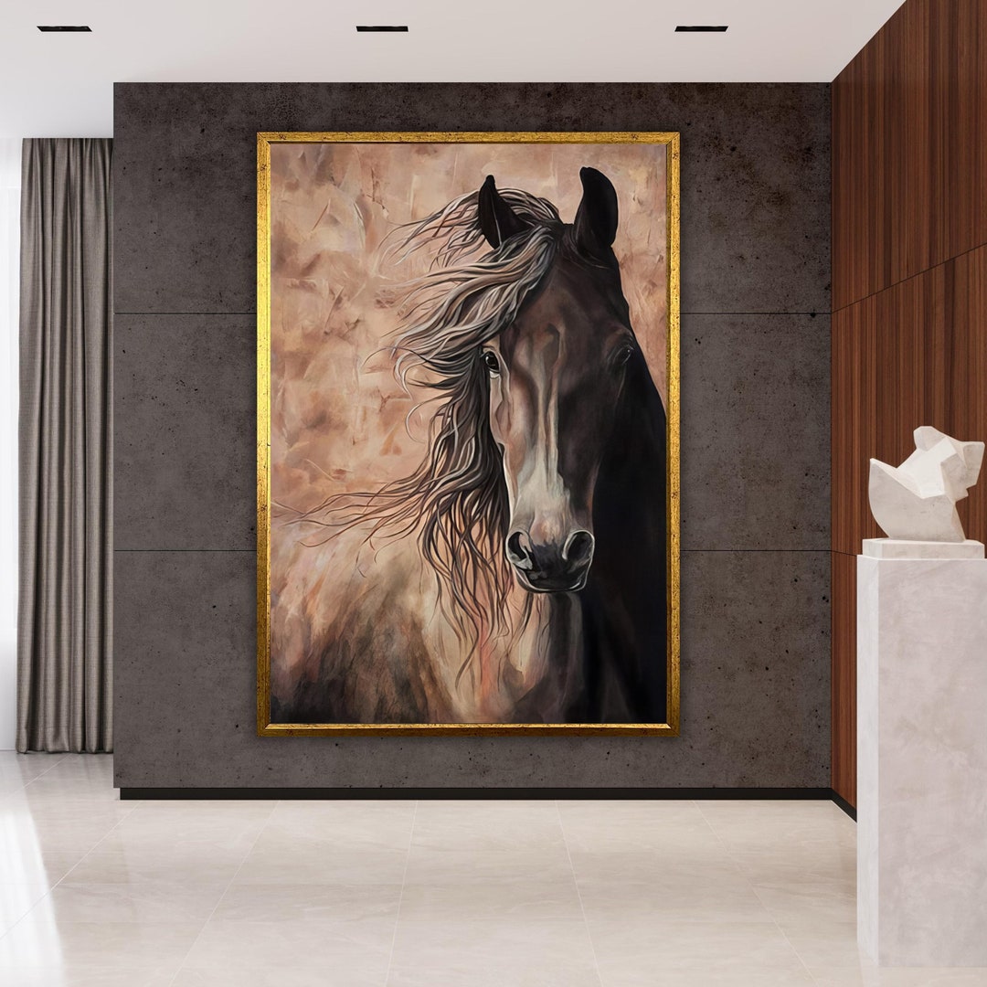 Brown Horse Canvas Print, Artwork Decor, Horse Portrait Wall Art, Ready
