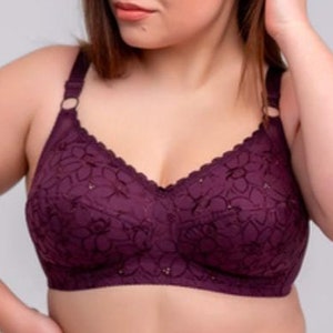 Soutien-gorge brassière taille 40 °C (100 po. EU) sous-vêtement vintage lingerie de luxe en dentelle couleur pourpre coton tasse soutien-gorge ancien nouveau stock vêtements de loisirs cadeau