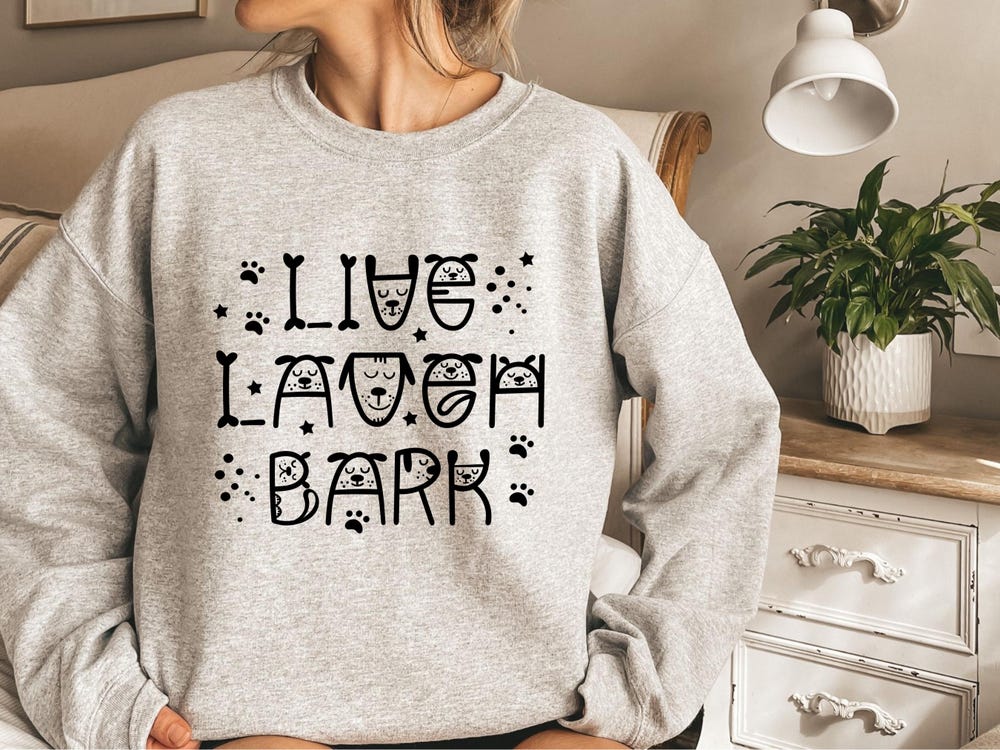 Live Laugh Bark Sweatshirt, Dog Lover Sweatshirt, Dog Lover Gift, Dog Mom Sweater, Funny Dog Sweater, Animal Lover Sweater, Dog Sweater Animood Collections
