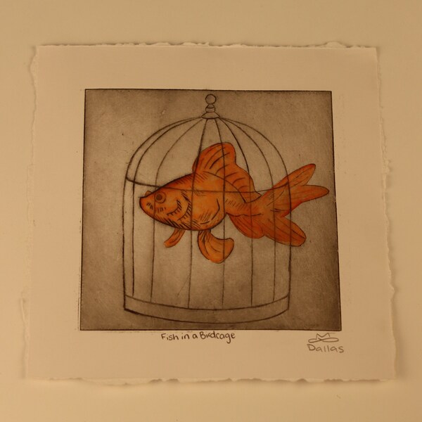 Fish in a Birdcage Traditional Print