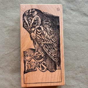 Stampa Barbara stamp for bookplate, owl and ex libris, c 1987, very good used condition