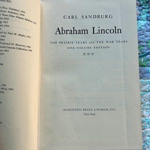 Abraham Lincoln by Carl Sandburg, 1966 Hardcover