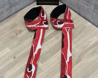 Bacon Pattern Weightlifting Straps with Wrist Pad Support