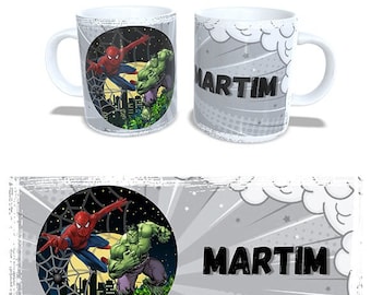 Spyderman/Hulk + Nombre Diseño de tazas, Envolturas de tazas - Diseños de sublimación - Plantilla de tazas - Diseños de tazas - Tazas de café, Plantillas para taza de cafe