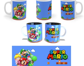 MODELO DE CANECA Super Mario, download DIGITAL, modelo super mario, caneca sublimação, modelo sublimação, caneca para presentear, Caneca Plantillas Tazas