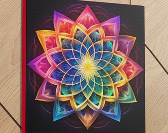 Rainbow Heart Chakra  - Rainbow splendour -  Sacred Geometry  - Canvas Mounted Print 16x16" 24x24" our 36x36"