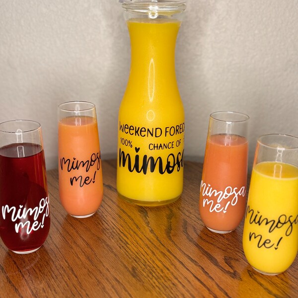 Mimosa Set: 4 Stemless Flutes & 1L Carafe - Brunch Bliss