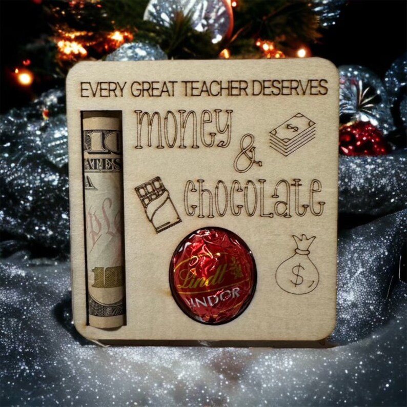 Laser Engraved Cash Gift Holder, Unique Money and Chocolate Gifting Solution, Teacher