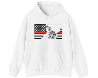 Feuerwehrmann dünne rote Linie Unisex Heavy Blend Kapuzen-Sweatshirt | Gemütlicher Feuerwehrmann Support Hoodie | Feuerwehrmann Geschenk