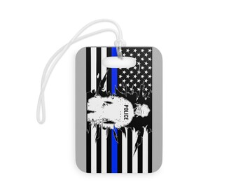 女性警察官の細い青いラインの旗の荷物タグ - 耐久性があり、カスタマイズ可能な ID タグ - スタイリッシュに旅行