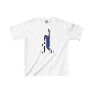Bigfoot dünne blaue Linie Kinder T-Shirt | Strafverfolgungs-Unterstützungs-Shirt | Jugendgrößen XS-XL | Bequemes T-Shirt