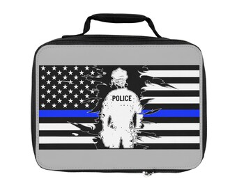 女性警察官の細い青いラインの旗のランチバッグ - 仕事、学校、外出用の断熱トートバッグ - 警察サポート