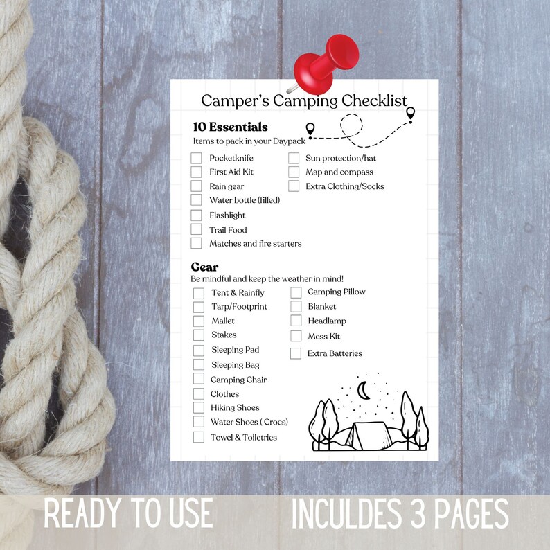 Camping Check List, Scout's Camping Check List, Printable Camping
