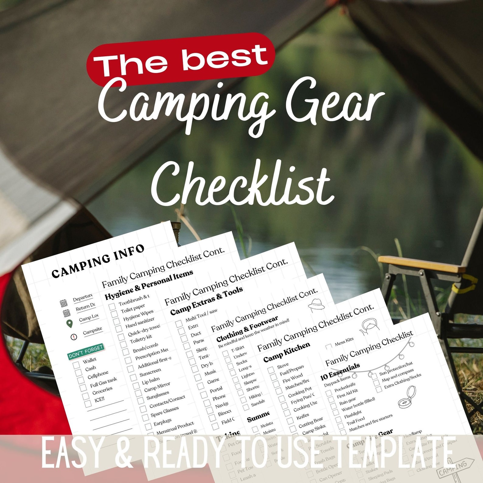 Camping Check List, Family Camping Check List, Printable Camping