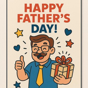 Druckbare Vatertagskarte | Lustige Cartoon Papa Geschenk Karte | Sofortdownload | A6 Größe