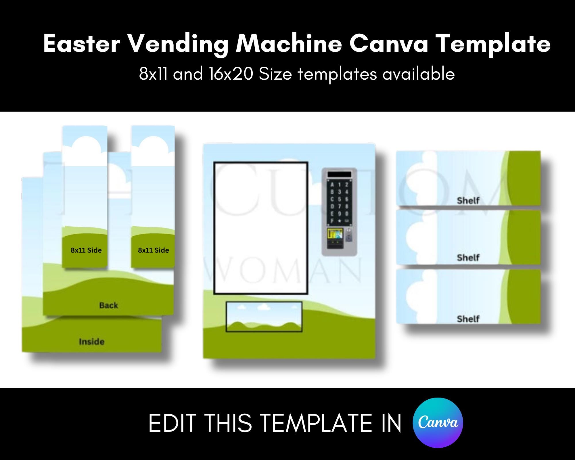 Vending Machine Template, Father's Day Gift, Graduation Canva Frame Template, Editable Canva Frame, Box Labels, Editable Template