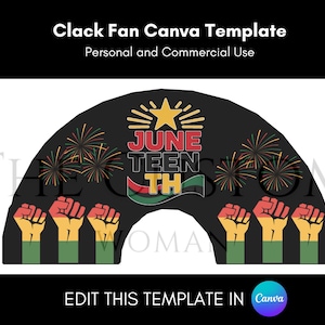 Juneteenth Clack Fan Canva Template, Clack Fan Template, Custom Clack Fan Mockup Sublimation, DIY Event Fan, Juneteenth Clack Fan