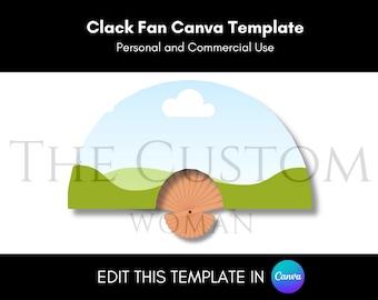 Blank Clack Fan Template, Editable Canva Template, Custom Clack Fan Mockup Sublimation, DIY Personalized Event Fan, Clack Fan Template