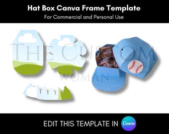 Gift For Him, Gift For Him Box, Hat Gift Box Template, Hat Box Canva Frame, Baseball Cap Box SVG, Baseball Cap Box Template Printable