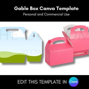 Gable Box Template, Easter Canva Frame Template, Canva Template, Editable Template, Party Favor Box, Box Template, DIY Box Template