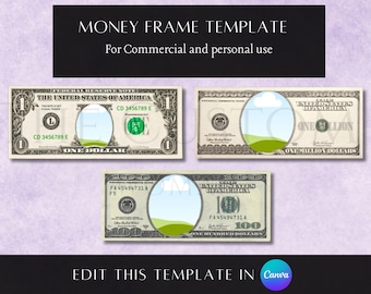 Graduation Party Canva Frame Template, Personalized Party Favor, Dollar Bill Templates, Million Dollar Bill Template, Party Money, Birthday