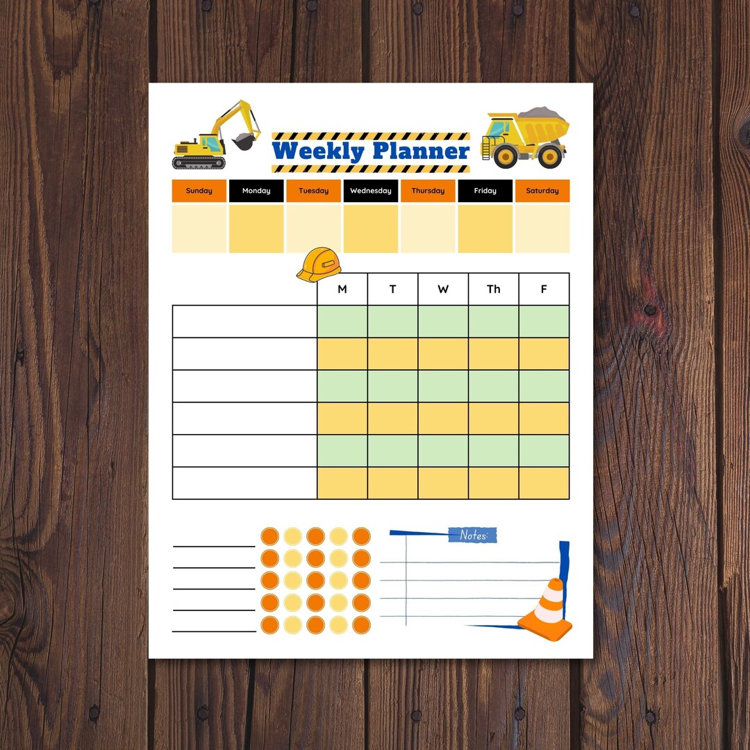 Construction Student Planner Sheet - Printable & Digital Fillable - Etsy