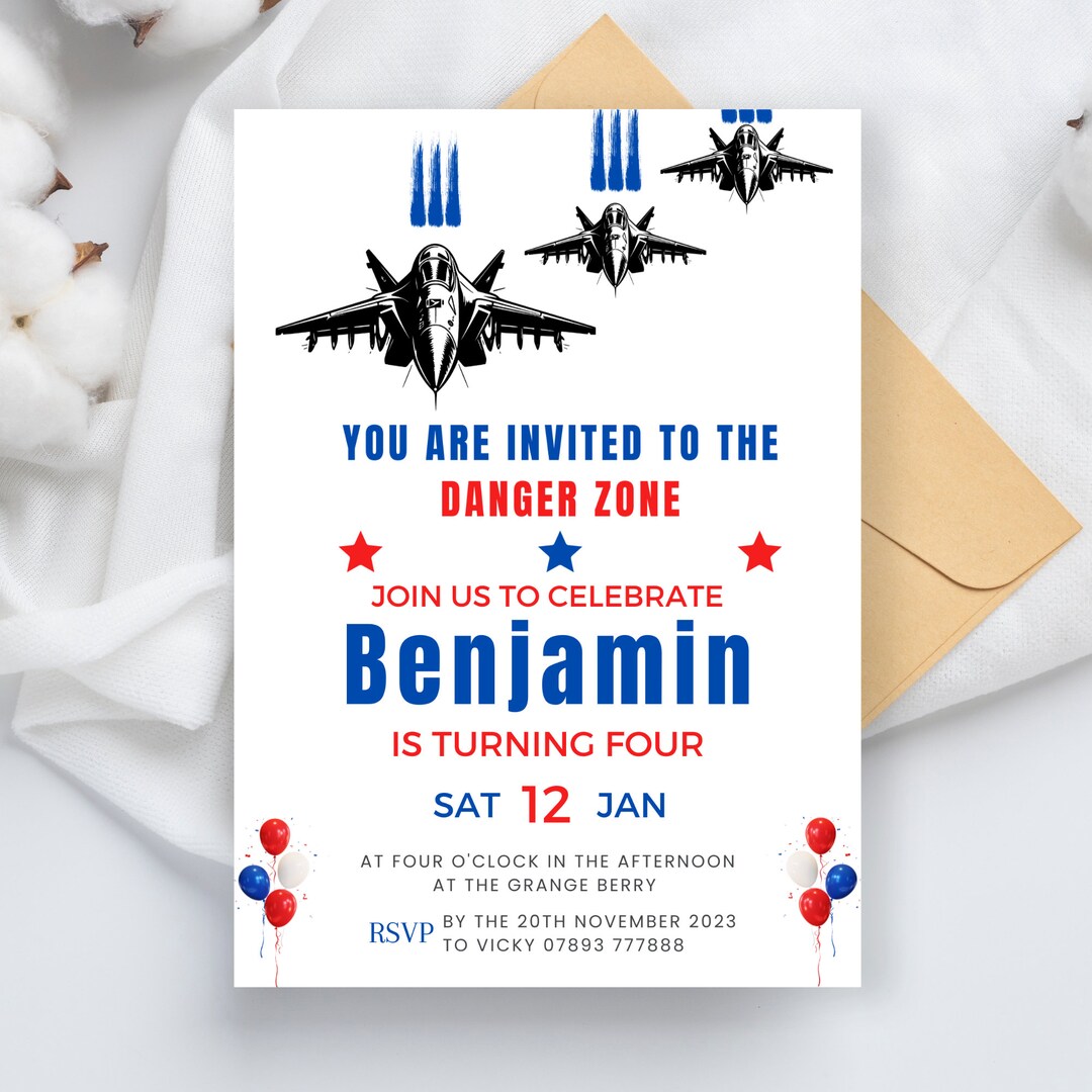 Fighter Jet Birthday Party Invitation INSTANT DOWNLOAD Etsy