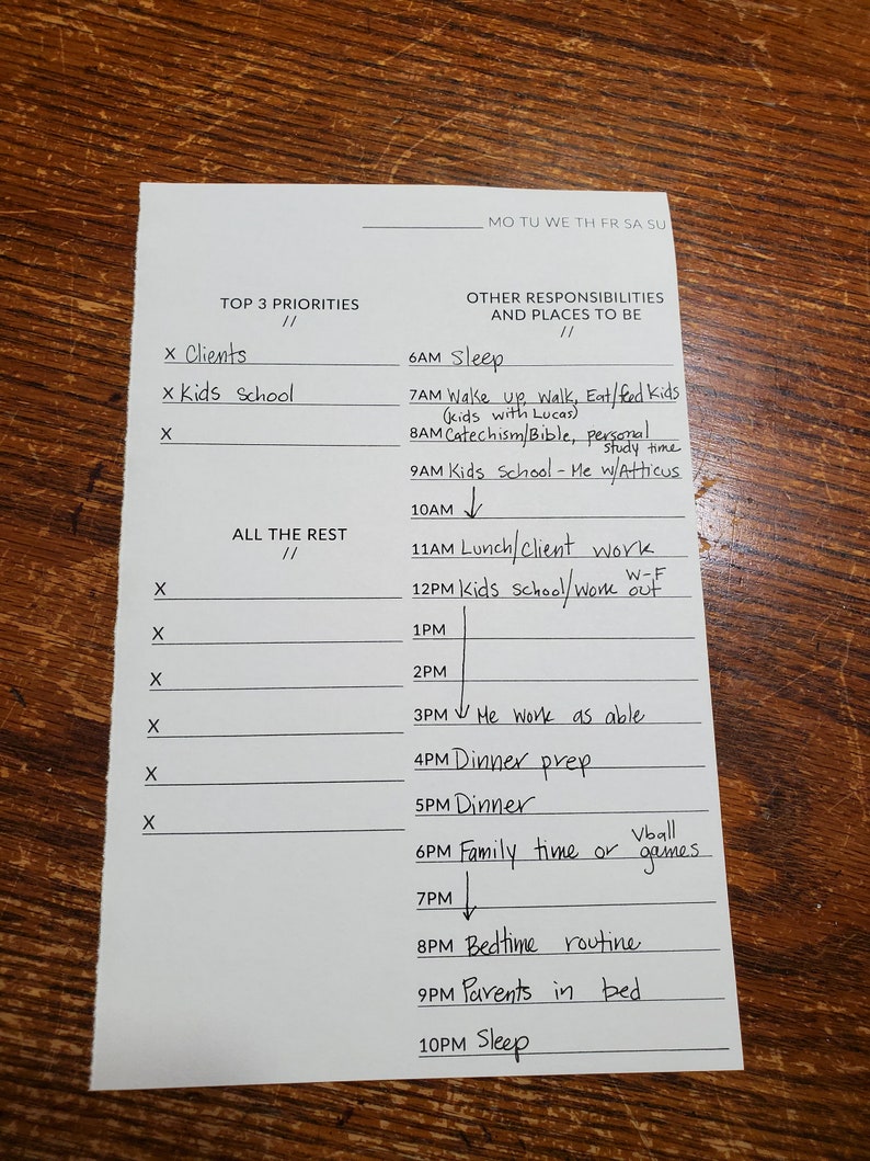 Daily Schedule Sheet Printable image 2