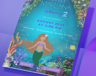 Litter Mermaid Digital Party Invitation, Interactive Invitation, Birthday Invitation Party