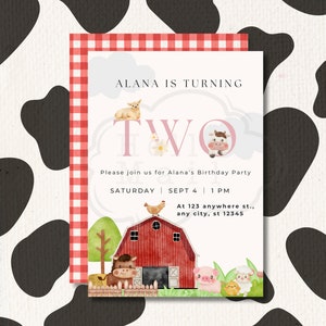 Farm Aesthetic Interactive Invitation, Interactive Digital Invitation, Birthday Girl Invitation