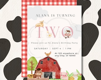 Farm Aesthetic Interactive Invitation, Interactive Digital Invitation, Birthday Girl Invitation