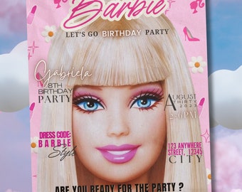 Aesthetic Barbie Invitation Birthday Party, Interactive Digital Invitation, Pdf Invitation