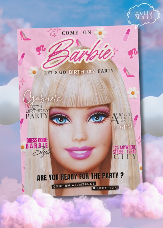 Aesthetic Barbie Invitation Birthday Party, Interactive Digital Invitation, Pdf Invitation