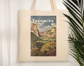 Yosemite Tote Bag, Vintage National Park Poster Tote, Vintage Airline Tote Bag, The Great Outdoors Bag, Forest Tote Bag, Nature Tote Bag