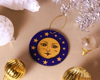 Vintage Moon Star Ornament: Whimsigothic Celestial Tree Decor