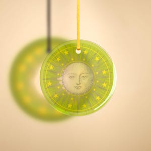 Transparent Sun Face Glass Ornament, Cosmic Sun Moon Face, Whimsigothic Sun, Altar Home Decor Sun, Hippie Sun, Ethereal Sun, Vintage Solar